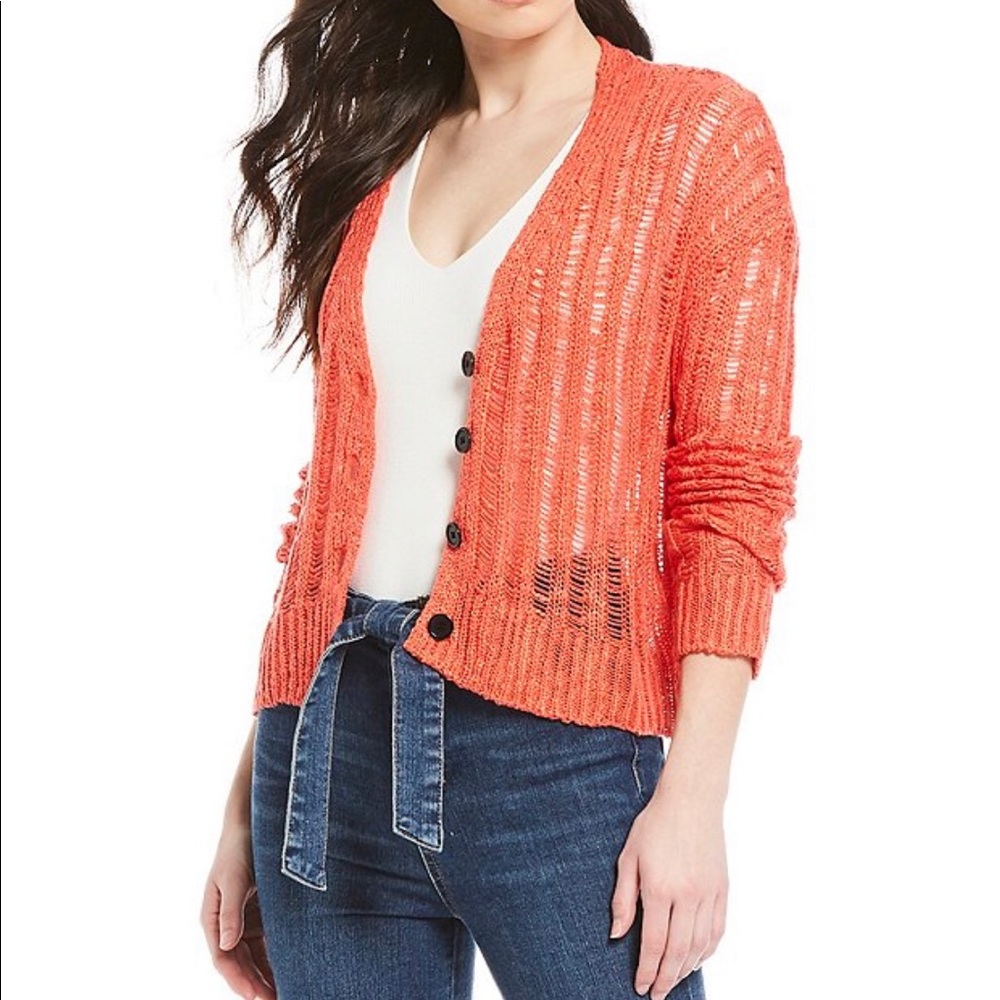 NWT - GB Pretty coral drop needle cardigan